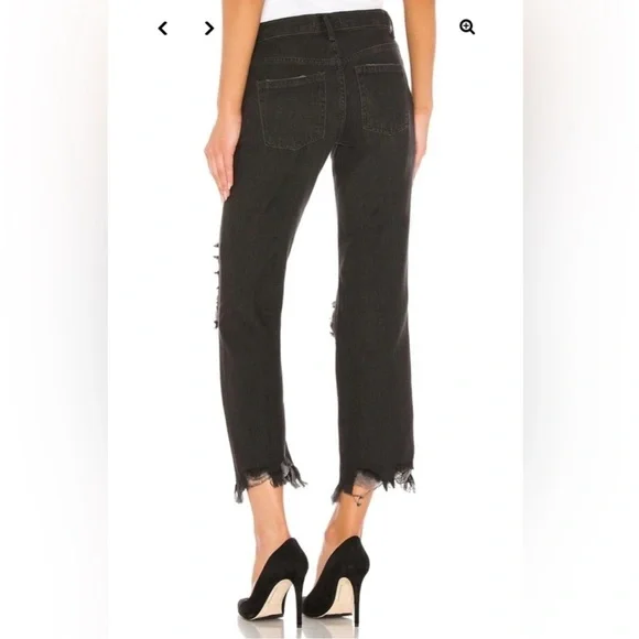 NWT Free People Maggie Mid-Rise Straight Cropped Jeans-Washed Black 27 - Picture 4 of 8